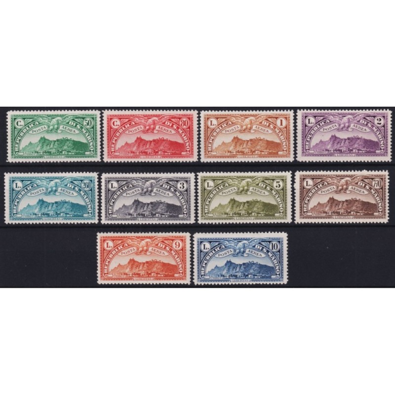 SAN MARINO 1931 POSTA AEREA VEDUTE 10 V. G.I MNH** CERT.  | Filatel...