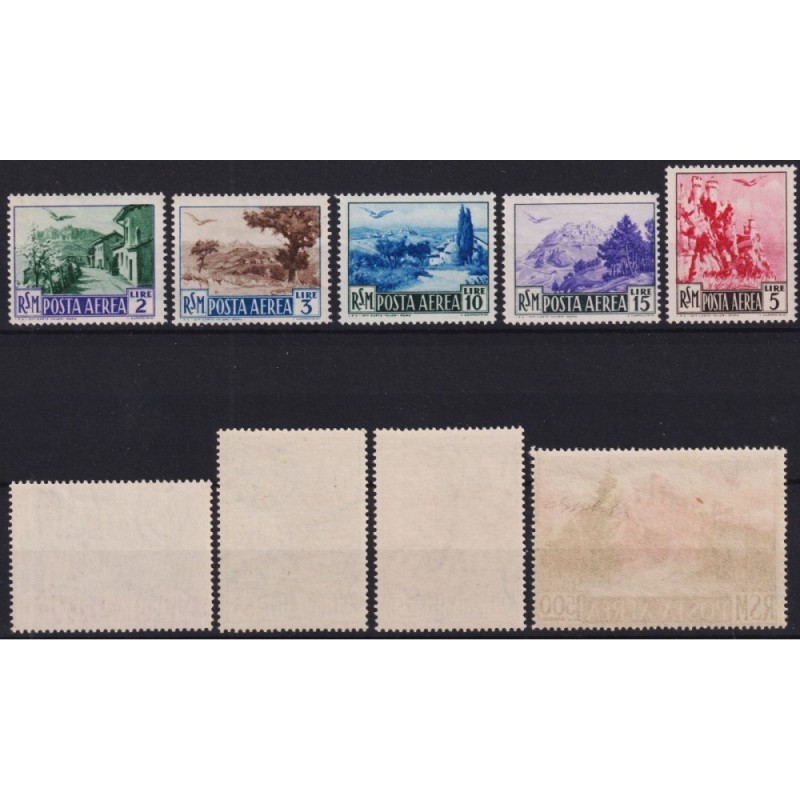 SAN MARINO 1950 POSTA AEREA VEDUTE 9 V. G.I MNH** CERT.  | Filateli...