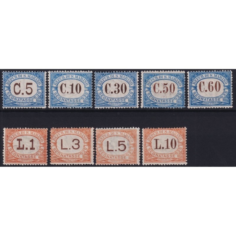 SAN MARINO 1925 SEGNATASSE 9 VALORI N.19-27 G.I MNH**  | Filatelia ...