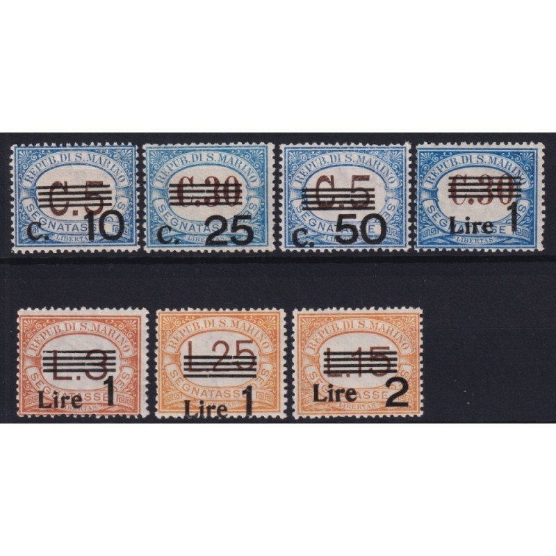 SAN MARINO 1936-39 SEGNATASSE 7 VALORI N.47-53 G.I MNH**  | Filatel...