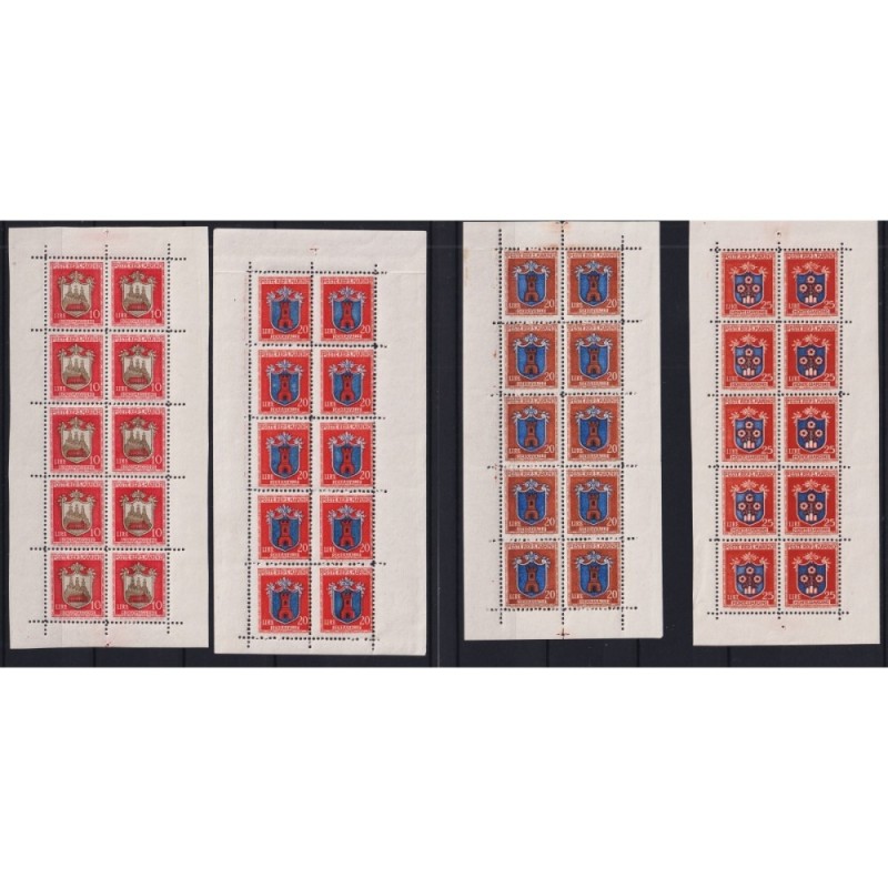 SAN MARINO 1945-46 MINIFOGLI STEMMI 5 V. N.1-5 G.I MNH** CERT.  | F...