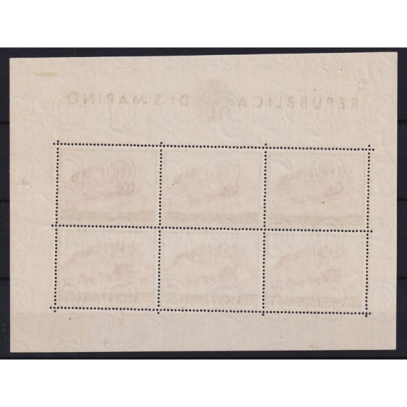 SAN MARINO 1949 FOGLIETTO UPU 100 L. N.8 G.O MLH*  | Filatelia Meloni