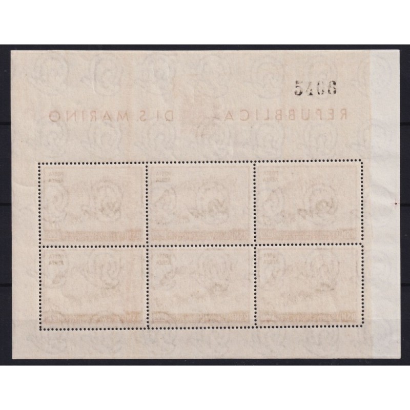 SAN MARINO 1951 FOGLIETTO UPU 300 L. N.10 G.I MNH** CERT.  | Filate...