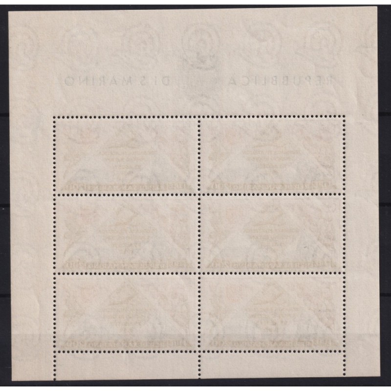 SAN MARINO 1952 FOGLIETTO GIORNATA FILATELICA RICCIONE FIORI N.14 G...