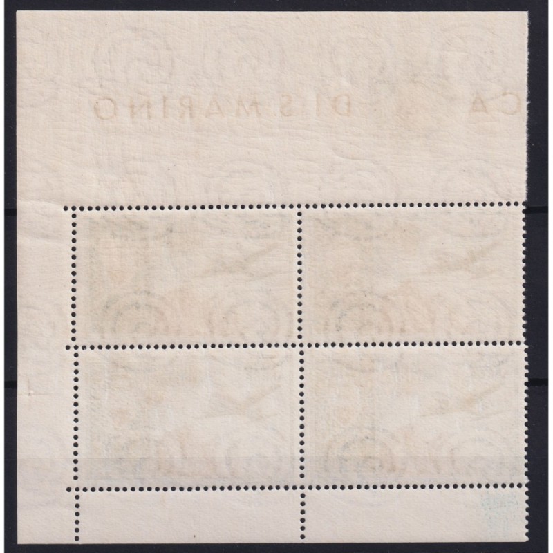 SAN MARINO 1954 POSTA AEREA QUARTINA BANDIERINO 1000 L . N.112 G.I ...