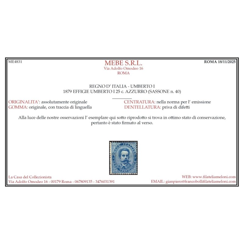 REGNO D'ITALIA 1879 UMBERTO I SERIE COMPLETA G.I MNH** / G.O MH* CE...