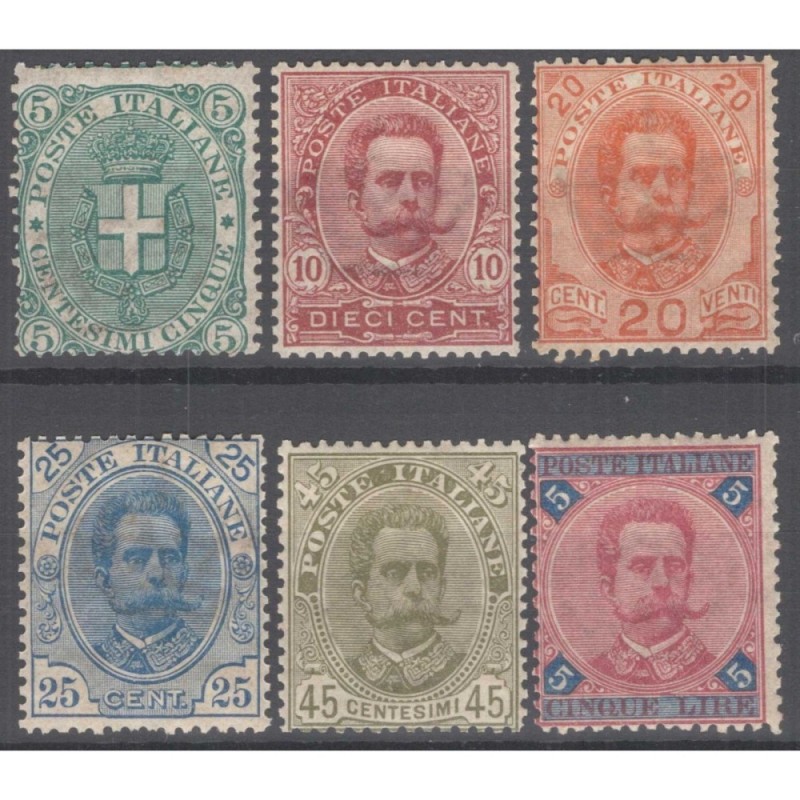 REGNO D'ITALIA 1891-96 STEMMA E UMBERTO 6 V. G.I MNH** CERT.  | Fil...