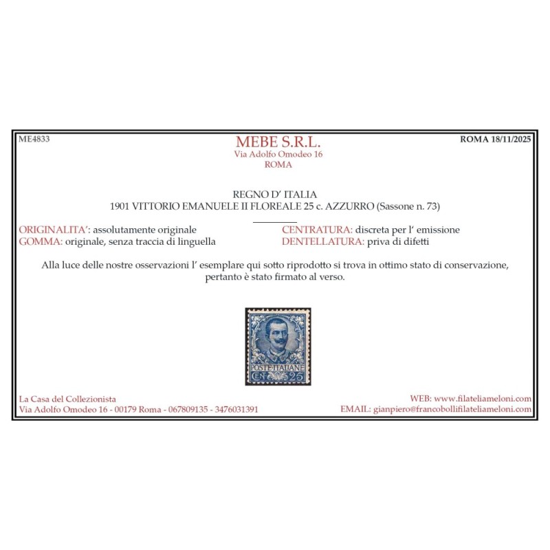 REGNO D'ITALIA 1901 FLOREALE 11 VALORI G.I MNH** / G.O MH* CERT.  |...