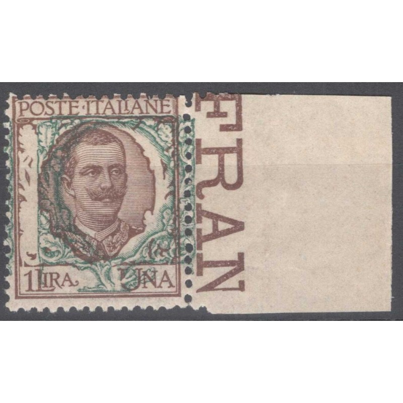 REGNO D'ITALIA 1901 FLOREALE 1 LIRA ORNATO SPOSTATO N.77o G.I MNH**...