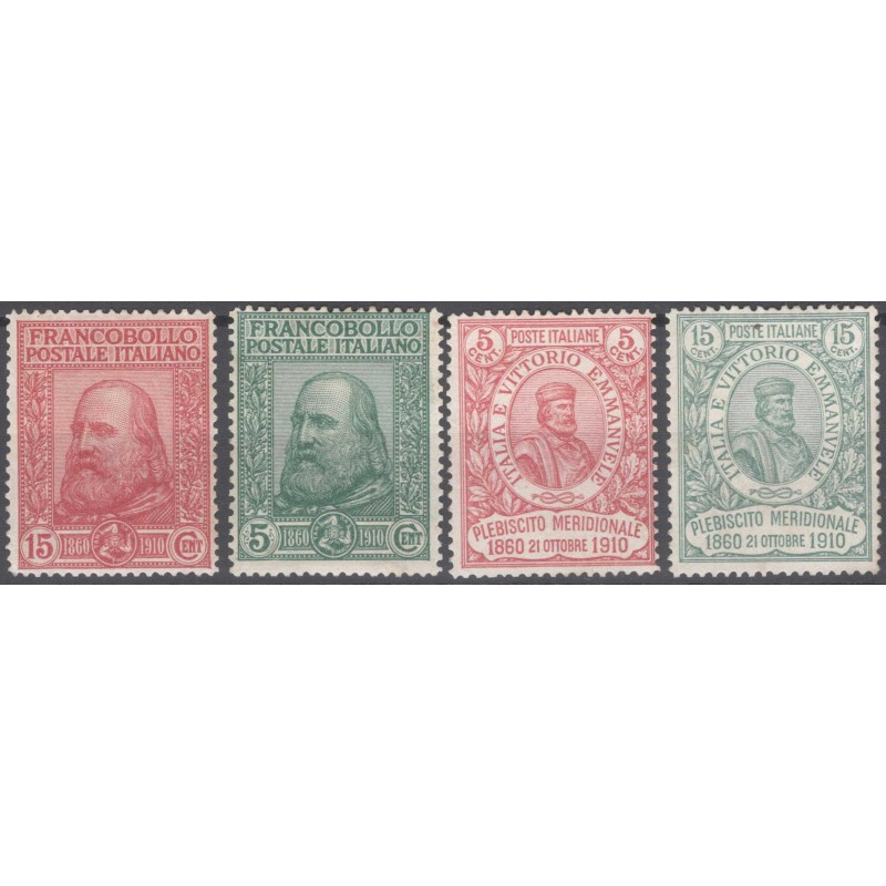 REGNO D'ITALIA 1910 RISORGIMENTO GARIBALDI 4 V. G.I MNH** CERT.  | ...