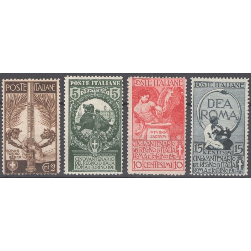 REGNO D'ITALIA 1911 CINQUANTENARIO UNITA' D'ITALIA 4 V. G.I MNH**  ...