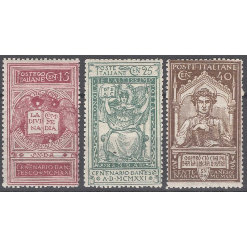 REGNO D'ITALIA 1921 DANTE ALIGHIERI 3 VALORI G.I MNH**  | Filatelia...