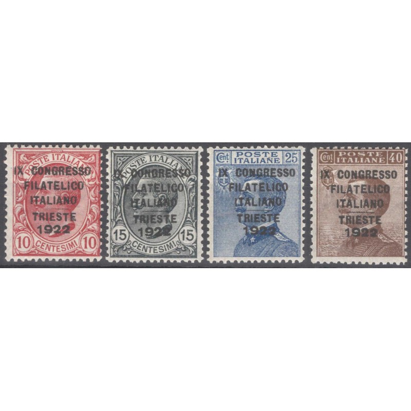 REGNO D'ITALIA 1922 CONGRESSO FILATELICO ITALIANO 4 VALORI G.O MH* ...