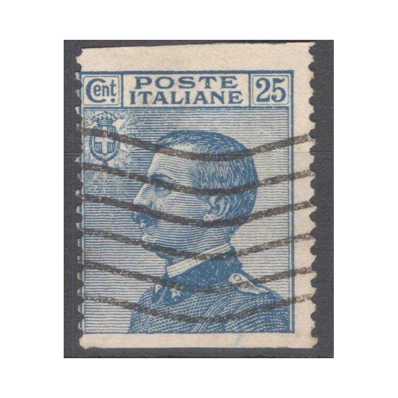 REGNO 1908 25 CENT. VARIETA' NON DENTELLATO ORIZZONTAMENTE N.83f US...