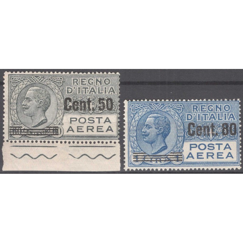 REGNO D'ITALIA 1927 POSTA AEREA 2 VALORI N.8-9 G.O MH*  | Filatelia...