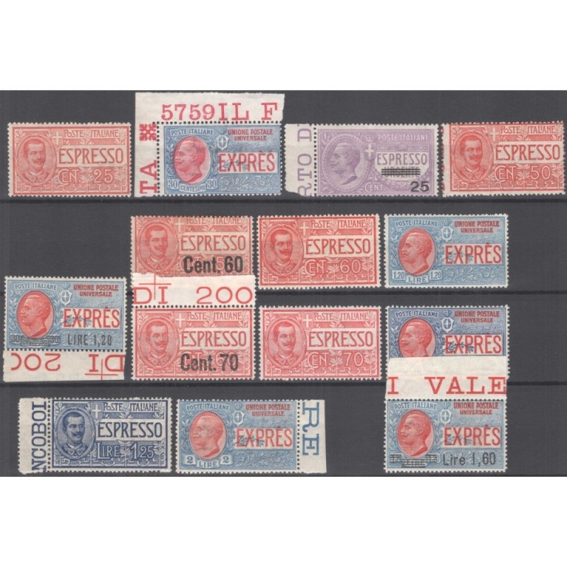 REGNO D'ITALIA ESPRESSI COMPRESO 1,20 LIRE 14 VALORI N.1-14 G.I MNH...