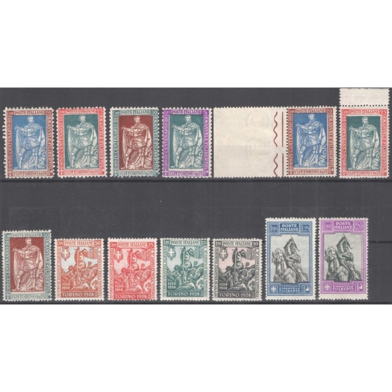 REGNO D'ITALIA 1928 FILIBERTO E VITTORIA 13 VALORI G.I MNH** CERT. ...