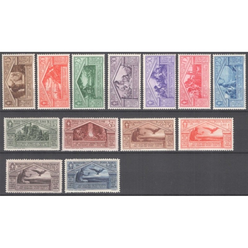 REGNO D'ITALIA 1930 BIMILLENARIO VIRGILIO 13 VALORI G.O MH* P/A G.I...