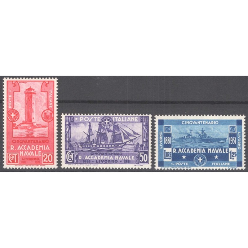 REGNO D'ITALIA 1931 ACCADEMIA NAVALE 3 VALORI G.I MNH**  | Filateli...