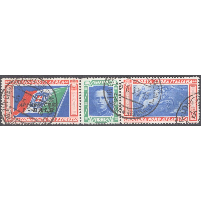 REGNO D'ITALIA 1933 P/A TRITTICO CROCIERA NORD ATLANTICA I – BALB U...