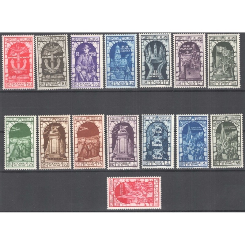 REGNO D'ITALIA 1934 DECENNALE ANNESSIONE DI FIUME 16 V. G.I MNH**  ...