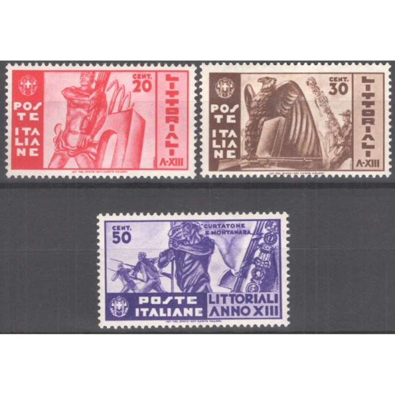 REGNO D'ITALIA 1935 LITTORIALI 3 V. G.I MNH**  | Filatelia Meloni