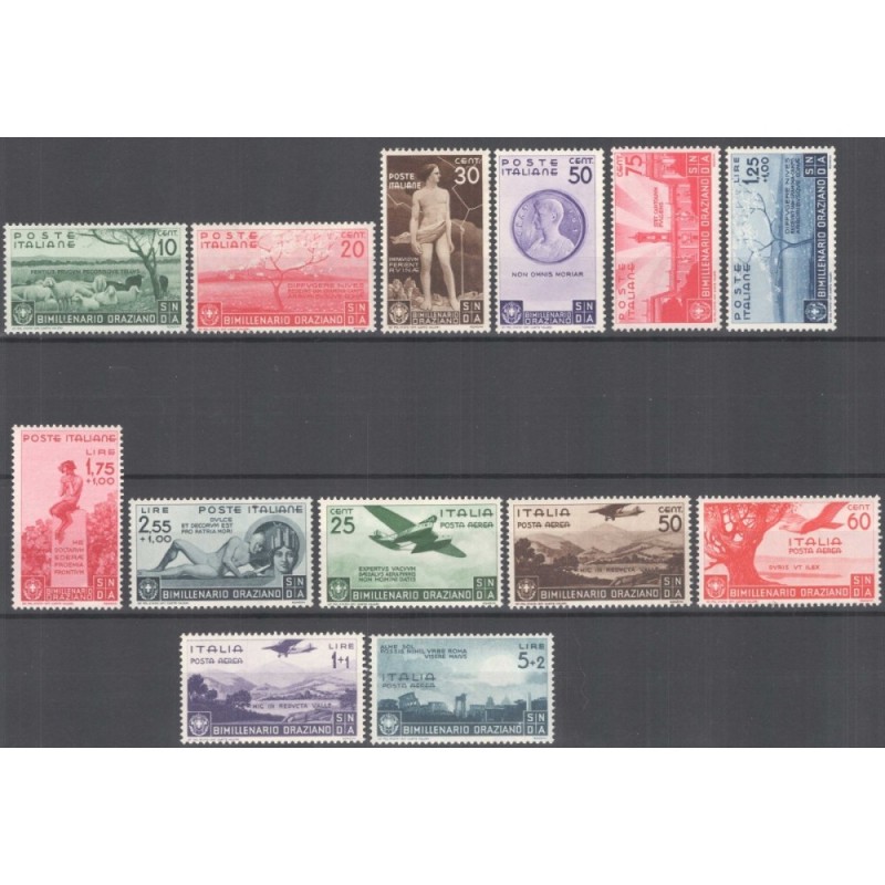REGNO D'ITALIA 1936 BIMILLENARIO ORAZIO 13 V. G.I MNH** CERT.  | Fi...