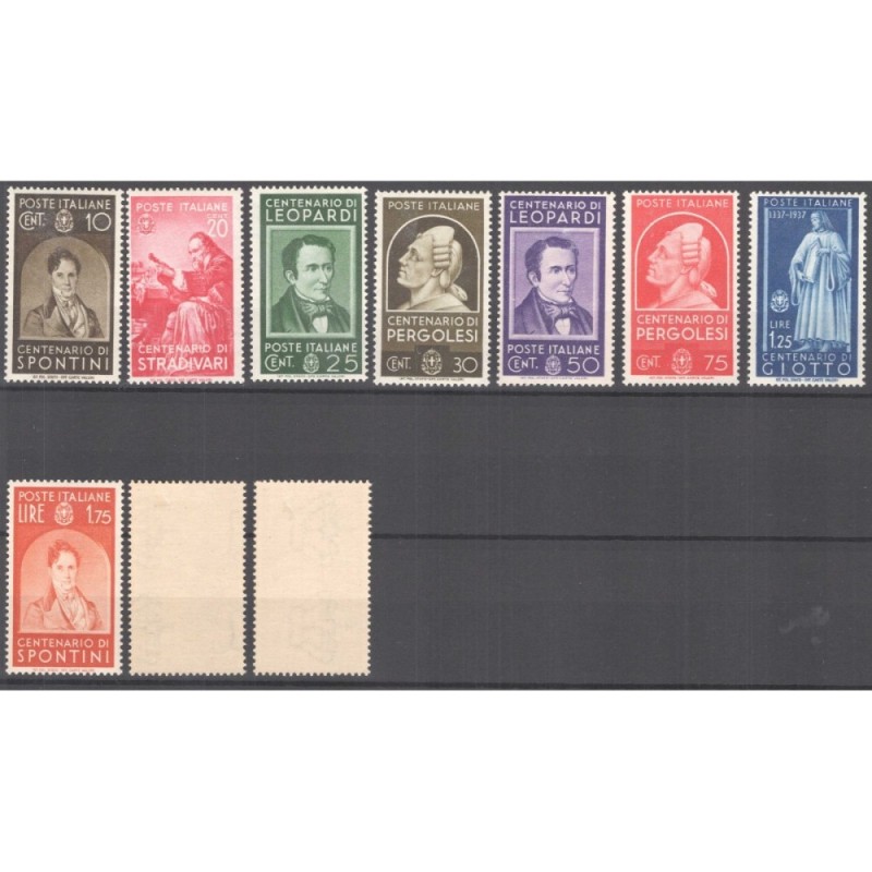 REGNO D'ITALIA 1937 UOMINI ILLUSTRI 10 V. G.I MNH** 2 V. G.O MH*  |...