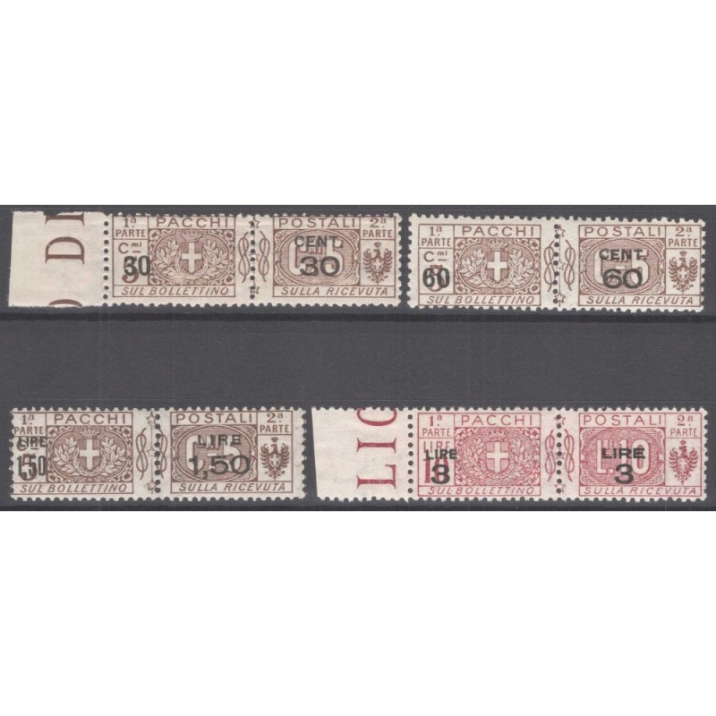 REGNO 1923-25 PACCHI POSTALI NODO 4 VALORI G.I MNH**  | Filatelia M...