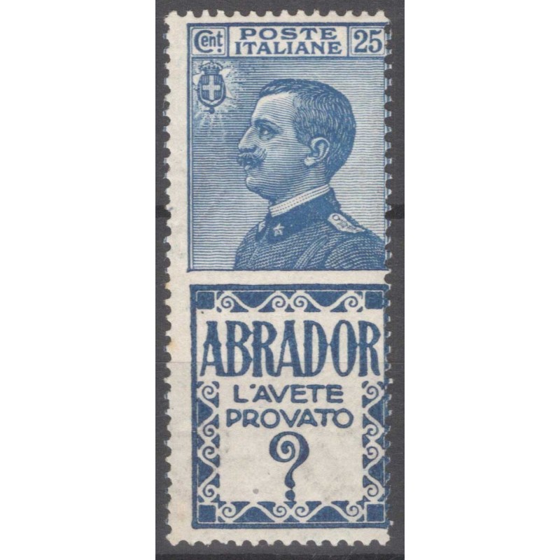 REGNO 1924-25 PUBBLICITARI 25 CENTESIMI ABRADOR N.4 G.I MNH**  | Fi...