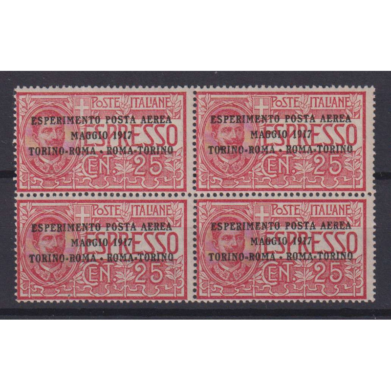 REGNO D'ITALIA 1917 QUARTINA ESPRESSO N.1 ESPERIMENTO G.I MNH**  | ...