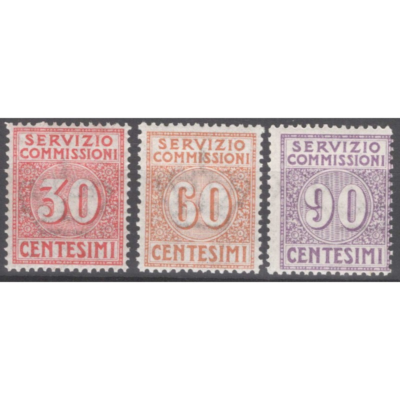 REGNO D'ITALIA 1913 SERVIZIO COMMISSIONI 3 V. N.1-3 G.I MNH**  | Fi...