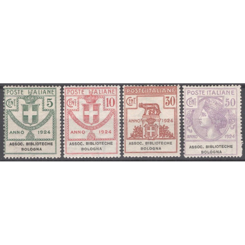 REGNO 1924 PARASTATALI ASSOC. BIBLIOTECHE BOLOGNA 4 V. G.I MNH**  |...