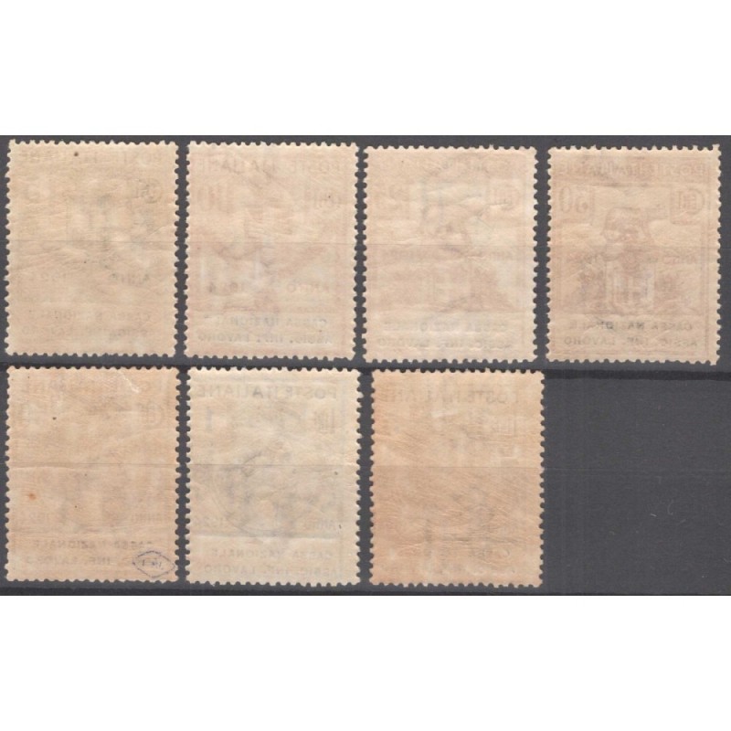 REGNO 1924 PARASTATALI CASSA NAZIONALE LAVORO 7 V. G.I MNH** 50 C. ...