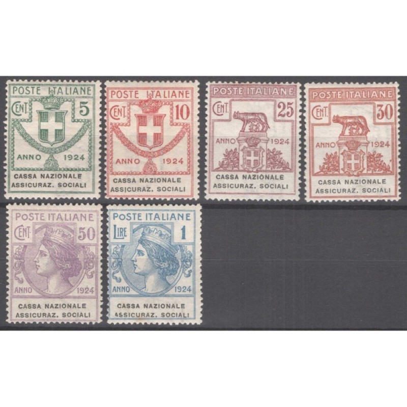 REGNO 1924 PARASTATALI CASSA NAZ. ASSICURAZIONI SOCIALI 6 V. G.I MN...