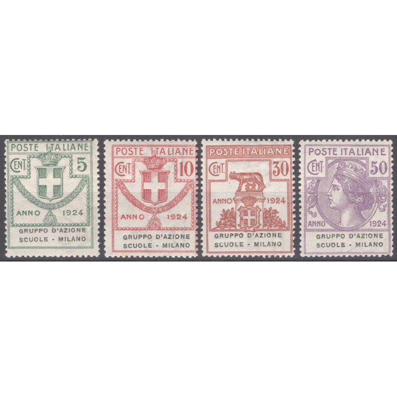 REGNO 1924 PARASTATALI GRUPPO D'AZIONE SCUOLE MILANO 4 V. G.I ** 30...