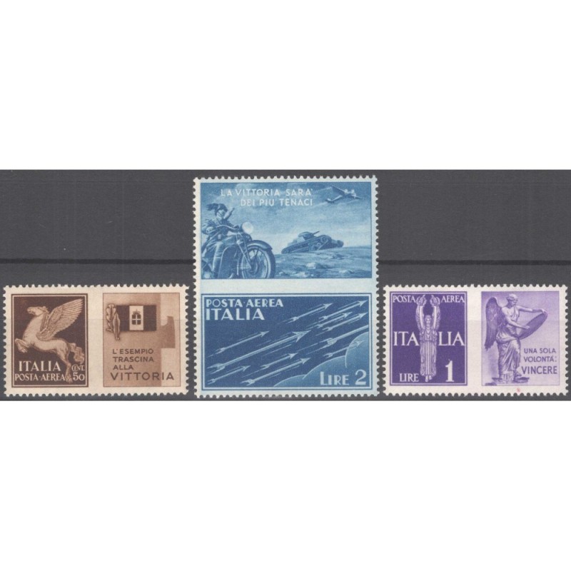 REGNO D'ITALIA 1942 PROPAGANDA DI GUERRA 3 V. G.I MNH** CERT.  | Fi...