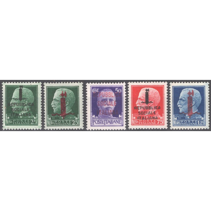 R.S.I. SOCIALE 1944 IMPERIALE SERIE COMPLETA 5 V. N.490-495 G.I MNH...