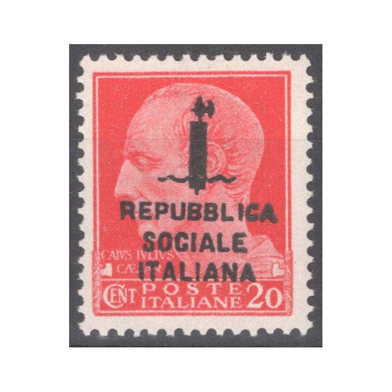 R.S.I. SOCIALE 1944 20 CENTESIMI GIULIO CESARE N.495/A G.I MNH**  |...