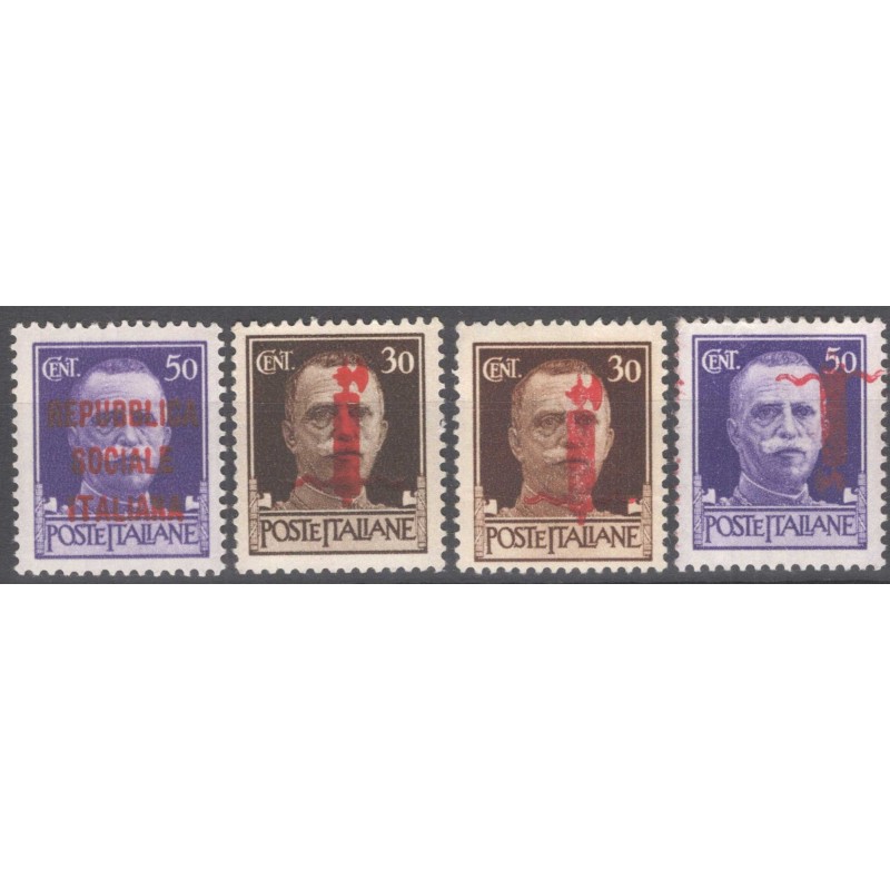 R.S.I. SOCIALE 1944 IMPERIALE 4 VALORI CON VARIETA' G.I MNH**  | Fi...