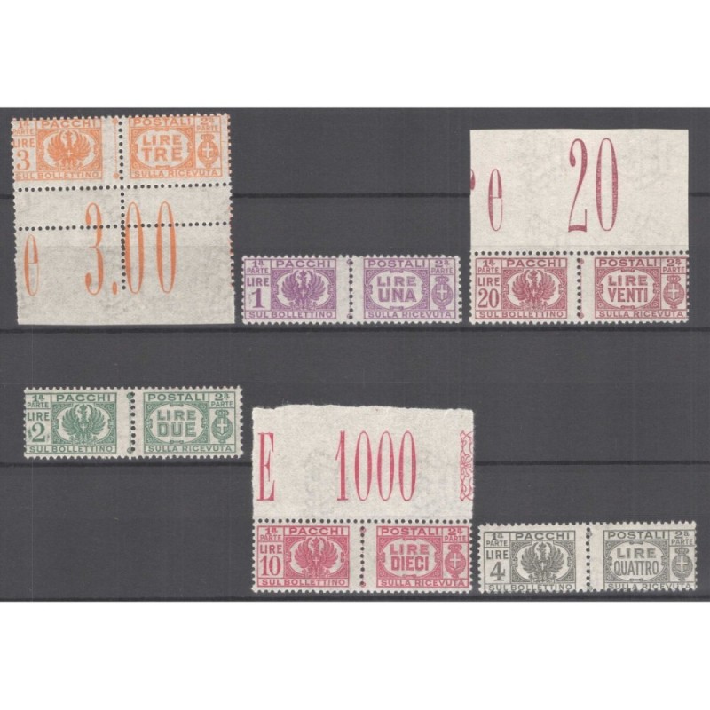 LUOGOTENENZA 1946 PACCHI POSTALI SENZA FASCI 6 V. G.I MNH**  | Fila...