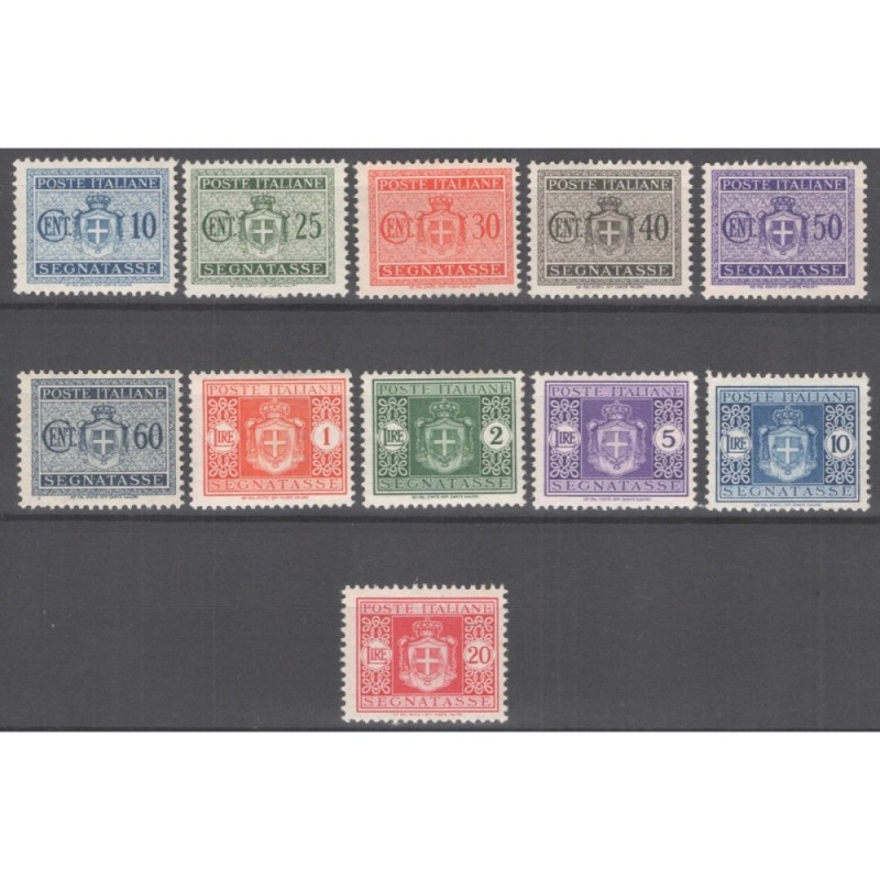 LUOGOTENENZA 1945 SEGNATASSE FILIGRANA RUOTA 11 V. G.I MNH**  | Fil...
