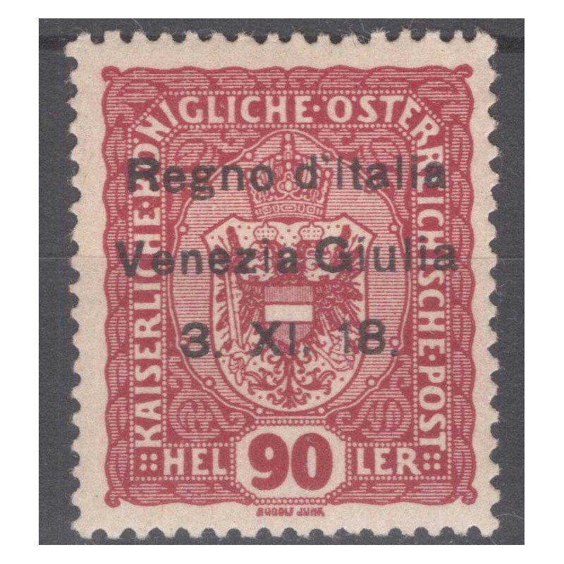 OCCUPAZIONI VENEZIA GIULIA 1918 90 HELLER NON EMESSO N.17A G.I MNH*...