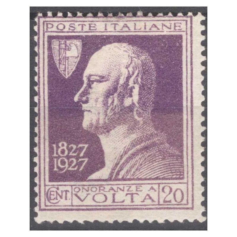 REGNO D'ITALIA 1927 VOLTA VIOLETTO N.210A G.I MNH** CERT.  | Filate...