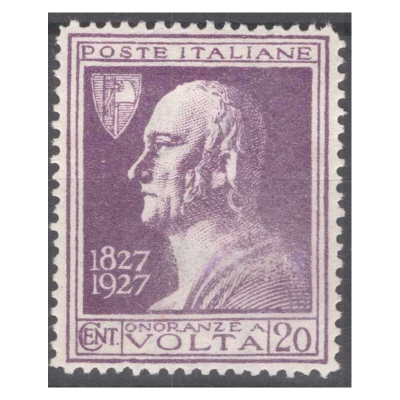 REGNO D'ITALIA 1927 VOLTA VIOLETTO N.210A G.I MNH** CERT.  | Filate...