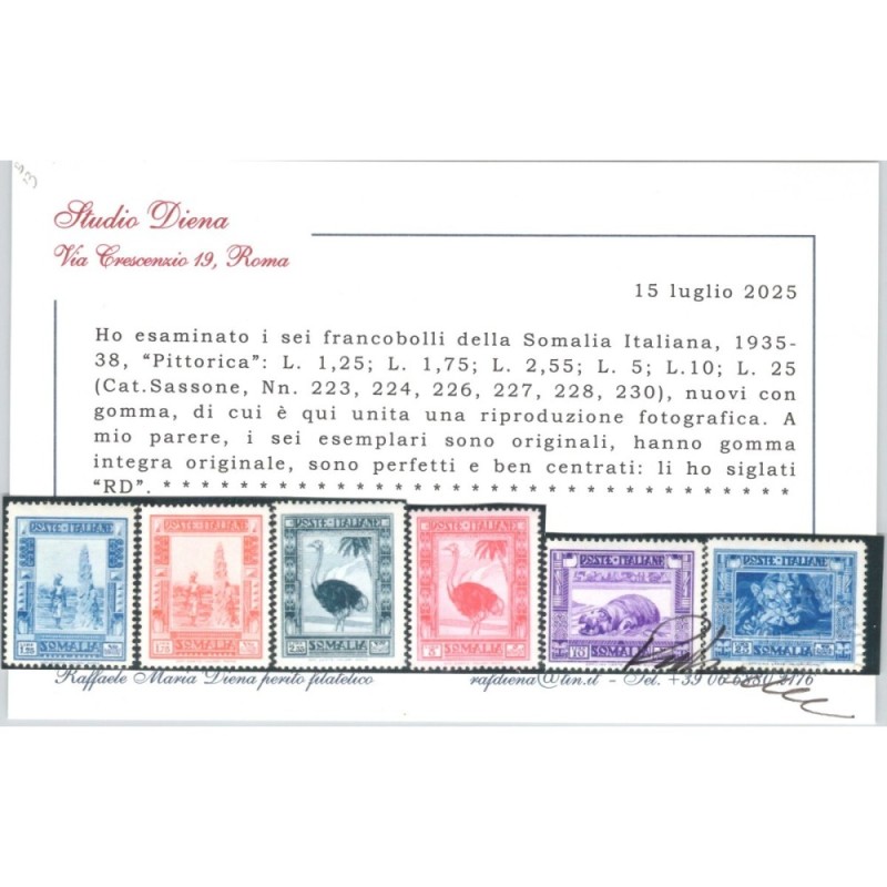 COLONIE SOMALIA 1935-38 PITTORICA SERIETTA 17 V. G.I MNH** CERT.  |...