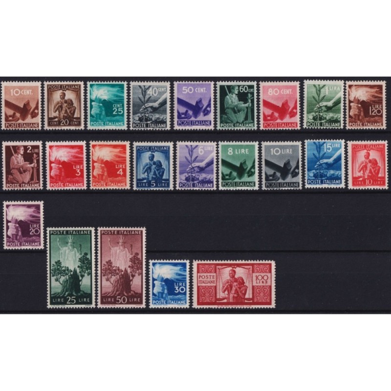 REPUBBLICA 1945-46 DEMOCRATICA 23 V. G.I MNH** CERT.  | Filatelia M...