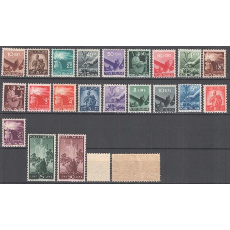 REPUBBLICA 1945-46 DEMOCRATICA 23 V. G.I MNH** CERT.  | Filatelia M...