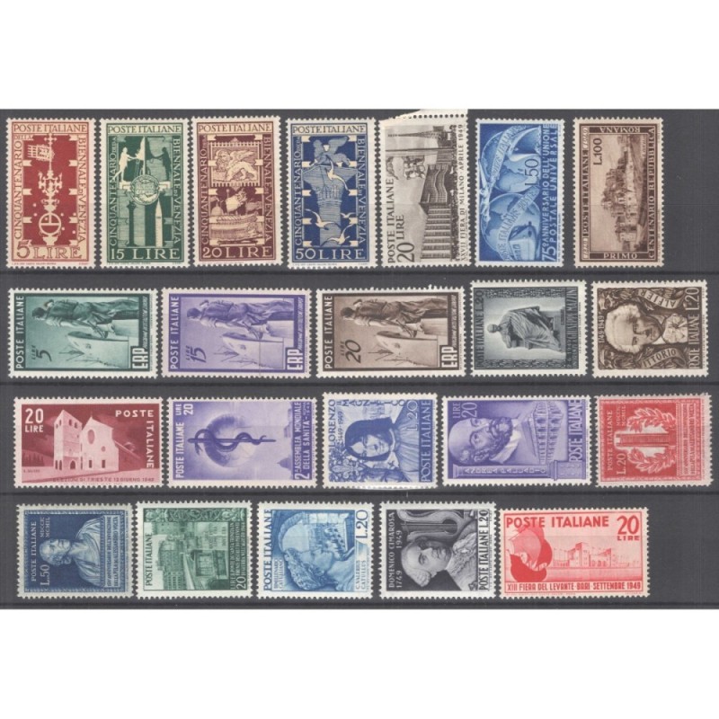 REPUBBLICA 1949 ANNATA COMPLETA 22 VALORI G.I MNH** CERT.  | Filate...