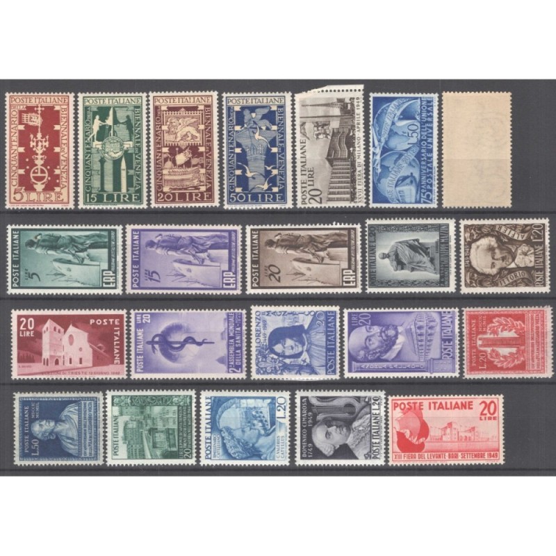 REPUBBLICA 1949 ANNATA COMPLETA 22 VALORI G.I MNH** CERT.  | Filate...